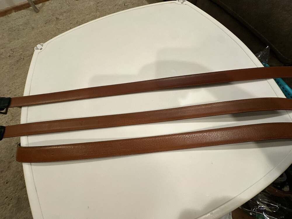 Three Coach Handcrafted Genuine Leather Belts Solid Brass Hardware